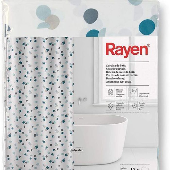 Rayen- Rideau de Douche Imperméable,Tissu Polyester,Séchage Rapide - 180 x 200 cm