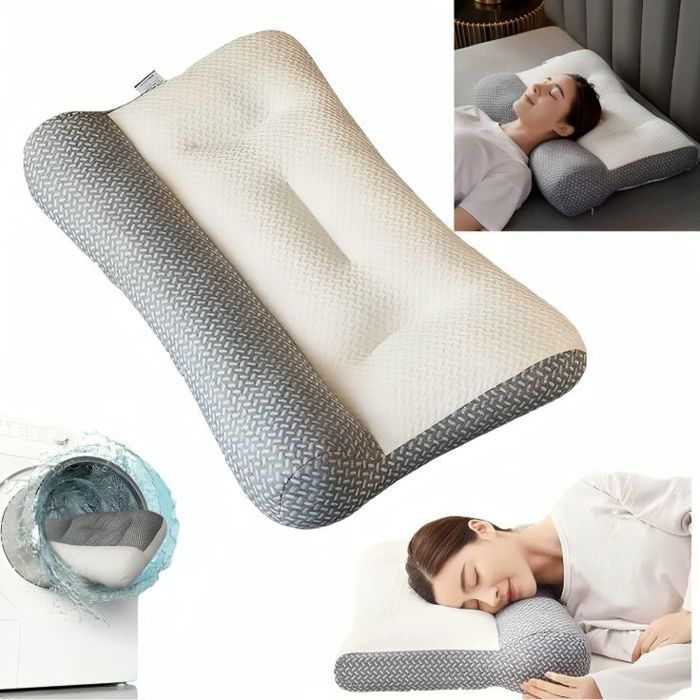Oreiller Ergonomique - Non spécifié - 40x60 cm - 20% Fibre de Soja - Housse Lavable - Confort Médium