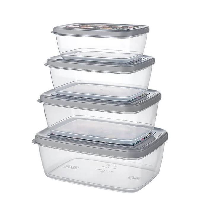 Boîtes de Rangement - Non spécifié - 8731 - 400 ml à 1,8 L - Plastique - Gris