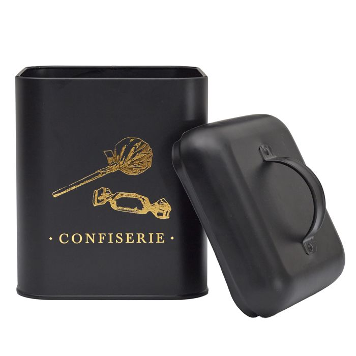 BOITE METAL NOIR ET DORE CONFISERIE