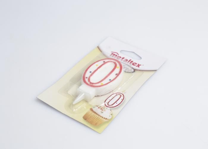 Metaltex bougie numérique 0 cire 8 cm rouge/blanc