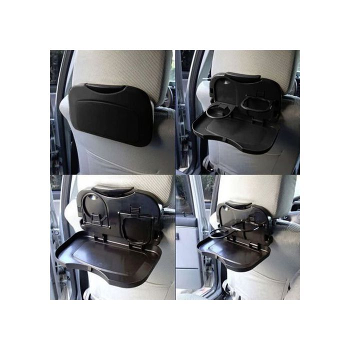 Support universel - Voiture - Table à manger - Noir - 1 plateau - 2 portes boissons