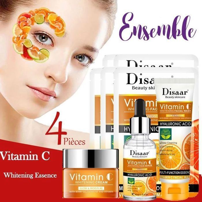 Disaar ensemble 4 pièces, nettoyant pour le visage, vitamine c, élimine les taches