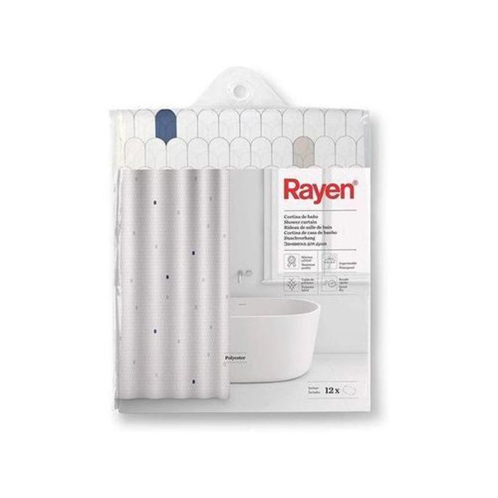 Rayen Rideau de Douche Imperméable ,Tissu Polyester,Séchage Rapide - 180 x 200 cm