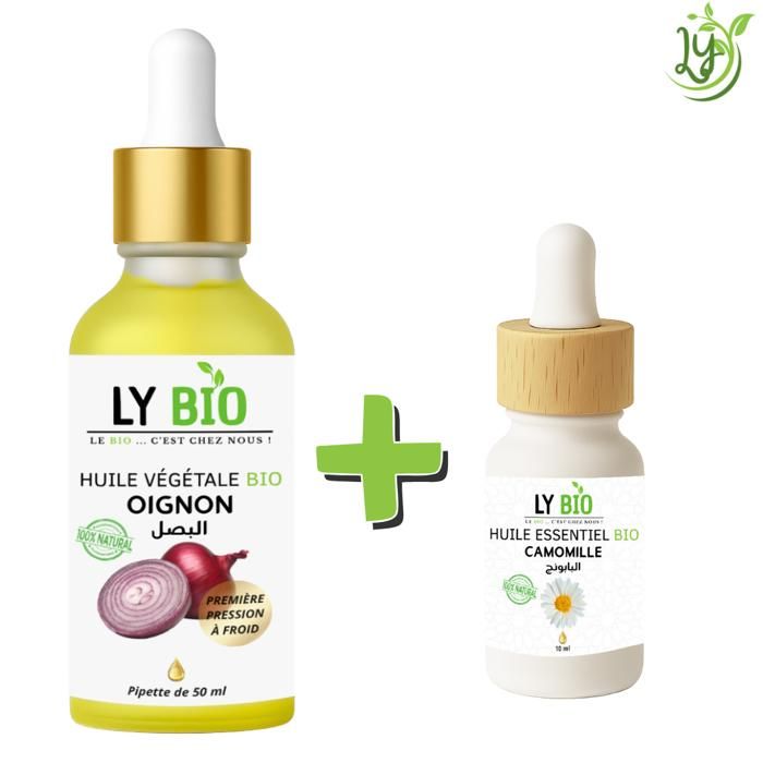 LYBIO PACK HUILE OIGNON 50ML - PIPETTE + HUILE ESSENTIEL CAMOMILLE 10ML