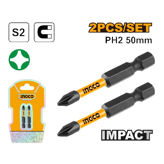INGCO - Jeu de 2 embouts S2 PH2 50mm