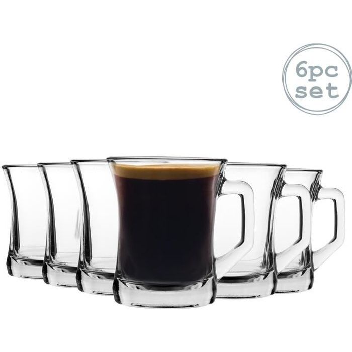 Tasse de café - LAV - Set de 6 pièces - Verre clair - Style moderne - 225ml