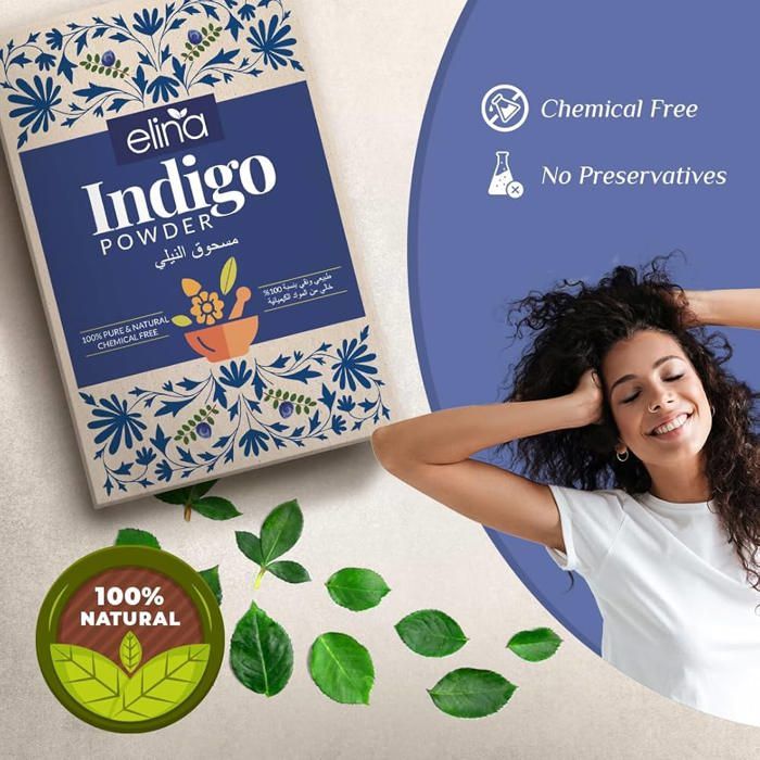Elina Indigo Poudre naturelle pour coloration des cheveux, 100g