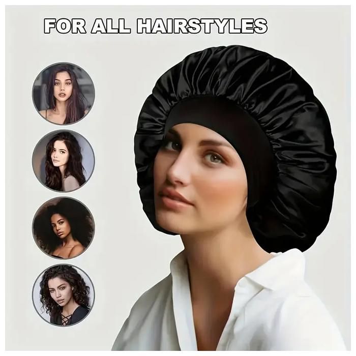 Bonnet de Sommeil pour Protéger les Cheveux, Convient pour Dormir - noir