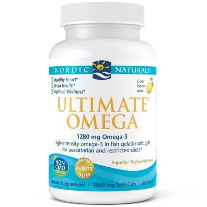 Nordic Naturals Ultimate Omega 3 1280mg 60 Capsules de gel au citron