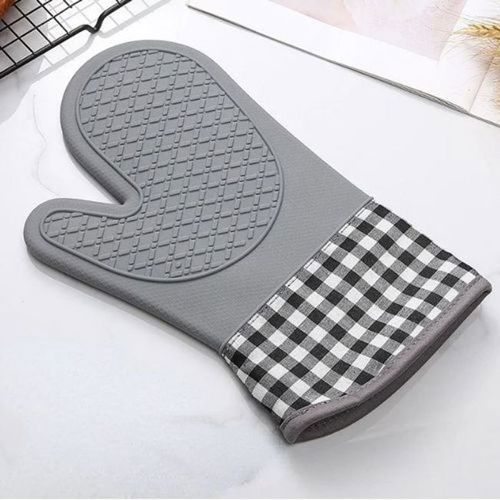 1 Gant de four en silicone résistant à la chaleur avec doublure en coton