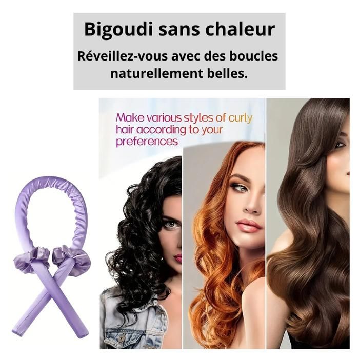 Bigoudi sans chaleur, réveillez-vous avec des boucles naturellement belles. - violet