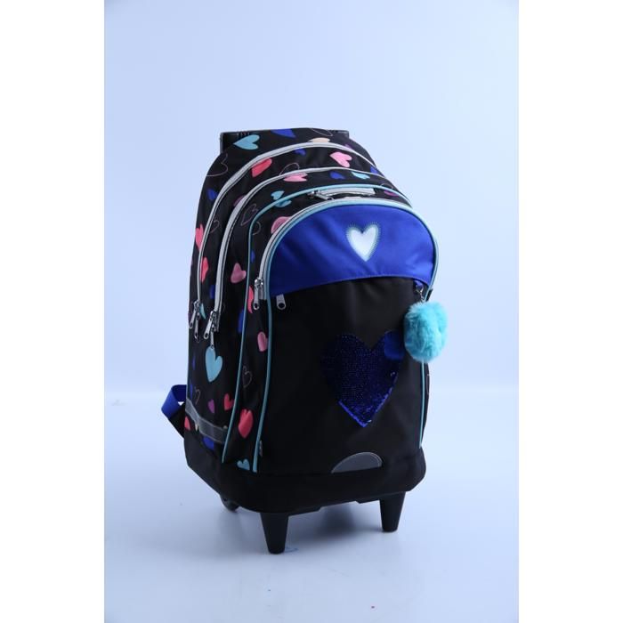 Sac à dos Trolley 54cm 2 zips motif Cœur