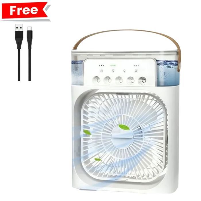 Ventilateur portable - GENERIC - Modèle 2024 - 3 vitesses - 7 couleurs LED - Minuterie 1-3H + TYPE -C GRATUIT