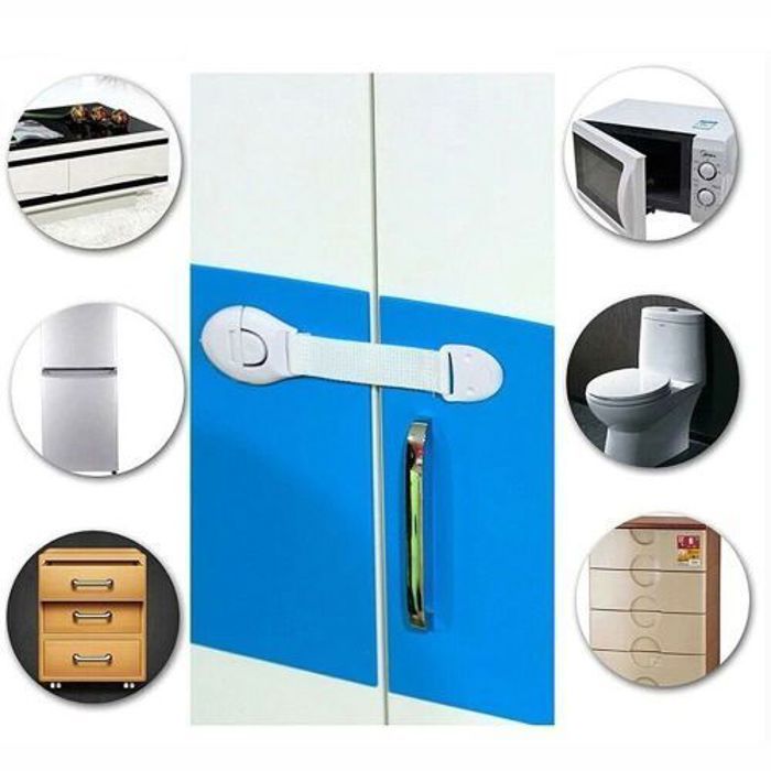 Pack De 5Pcs Serrure Sécurité Pour Enfant Verrouillage Armoire Tiroir et Porte