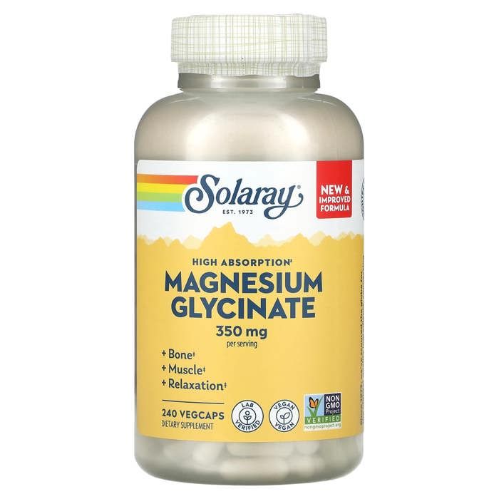 Solaray, Glycinate de magnésium à absorption supérieure, 350 mg, 240 VegCaps