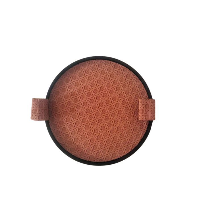 Plateau - PXTP - PXTP-357 - Métal noir - Simili cuir marron - 20 cm rond