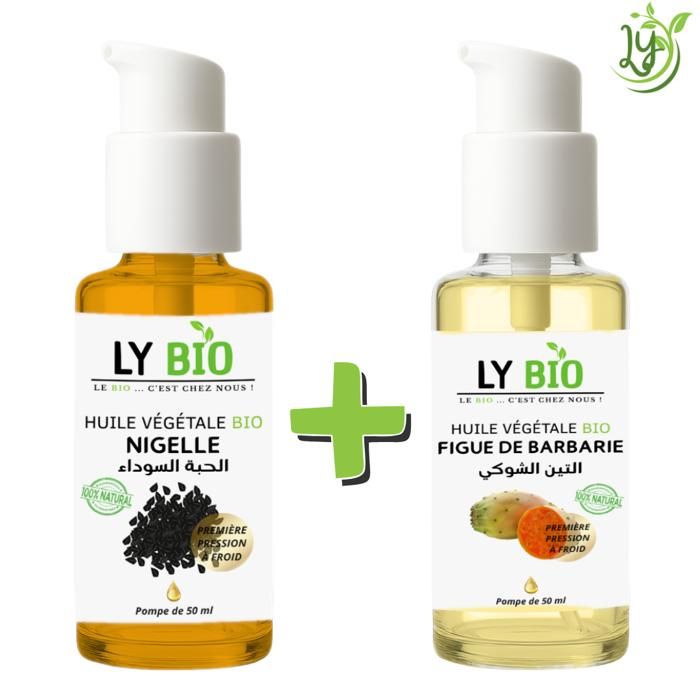 Pack d'Huiles - LYBIO - Huile Nigelle 50ml - Huile Figue de Barbarie 50ml - Nourrissant - Hydratant