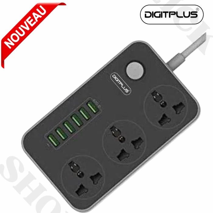 Prise d'alimentation Rallonge de courant DIGITPLUS avec 3 Prise et 6 ports de chargement USB 3.4A