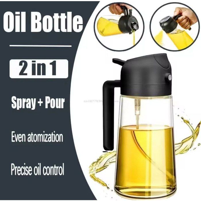 Bouteille à huile 2 en 1 avec fonction spray et verseuse. (la couleur selon le stock)