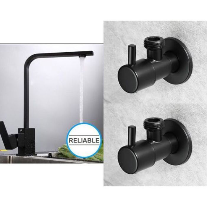 Mitigeur cuisine - GENERIC - Noir - Bec pivotant 360° - Laiton massif - Anti-corrosion