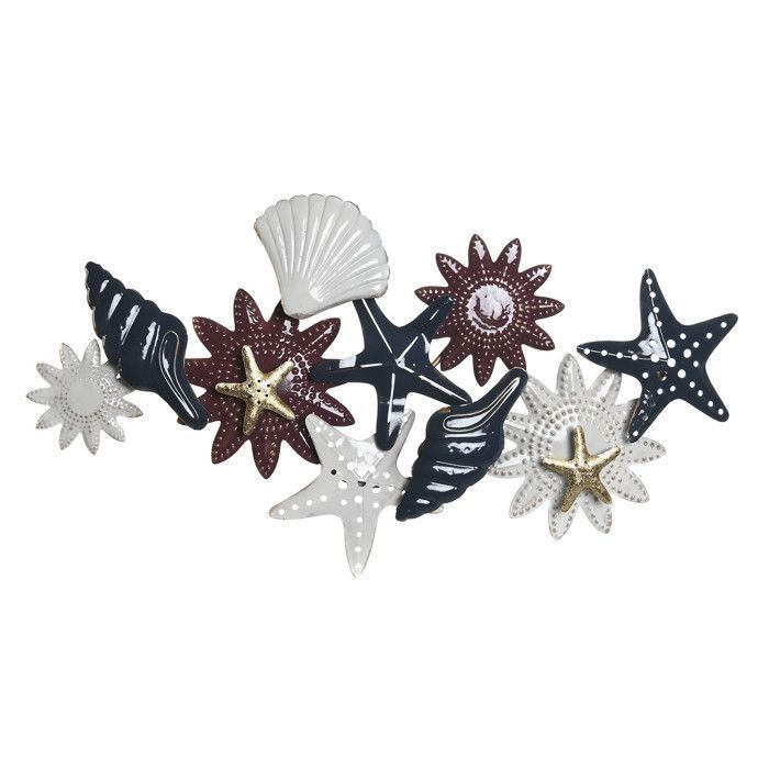 Décoration murale - COQUILLAGES - Métal - 91x50 cm - Ambiance marine - Design contemporain