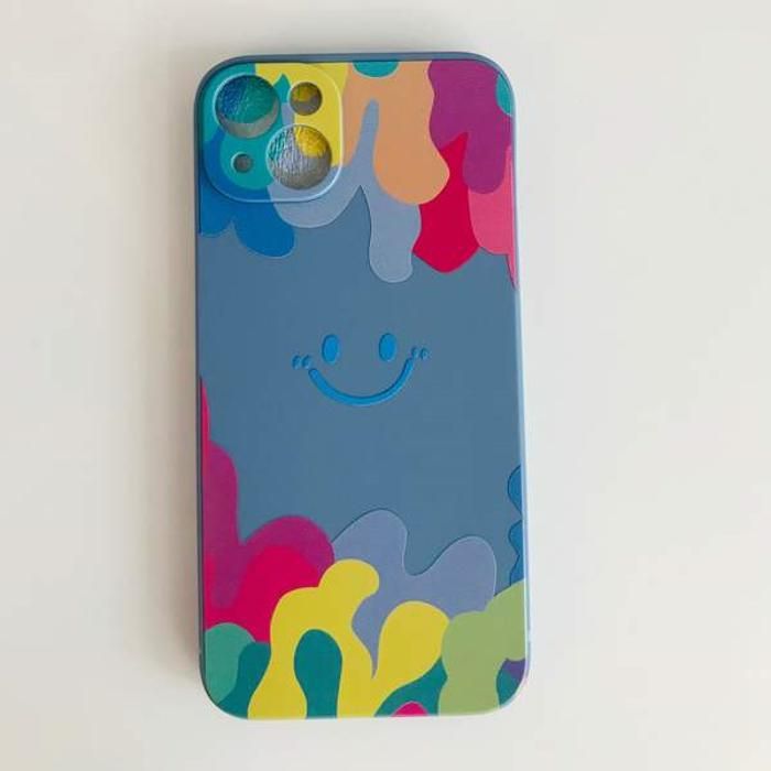 Coque de téléphone - YOYOSO - iPhone 14 Plus - Design smiley - Couleurs pastel - Souple