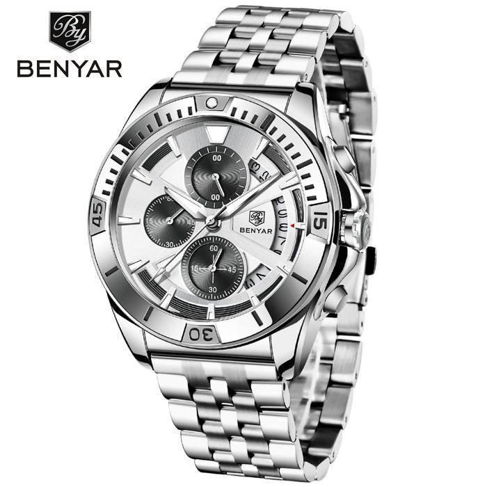Benyar Montre Homme En Acier 100% Originale à Quartz