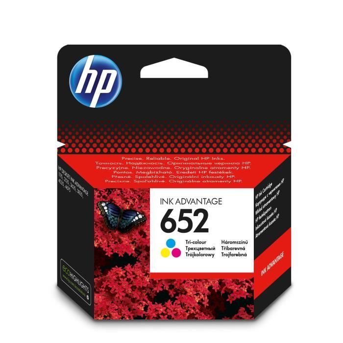 Cartouche d'encre HP 652 - Noir, Cyan, Jaune - pour DeskJet Ink Advantage 1115 et 2135