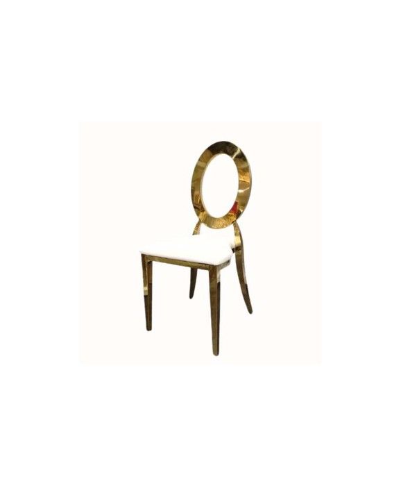 Chaise medaillon bianca or assise en similicuir