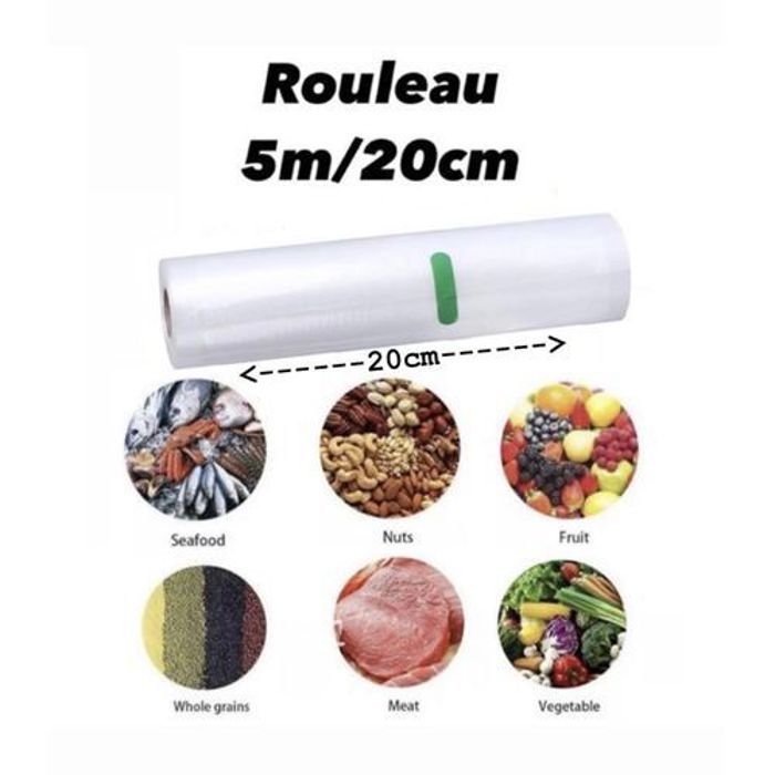 Rouleau d'emballage sous vide pour machine de mise sous vide  5 mètres x 20 centimètres
