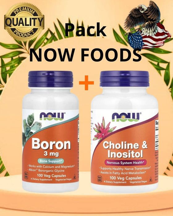 Pack Boron 3 mg, 100 Veg Capsules et  Choline et Inositol, 100 Capsules