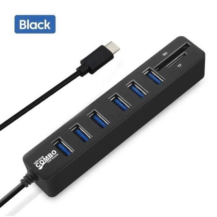 Hub USB TYPE C - Combo - 3/6 ports - Lecteur SD/TF - Plug and Play - 480Mbps