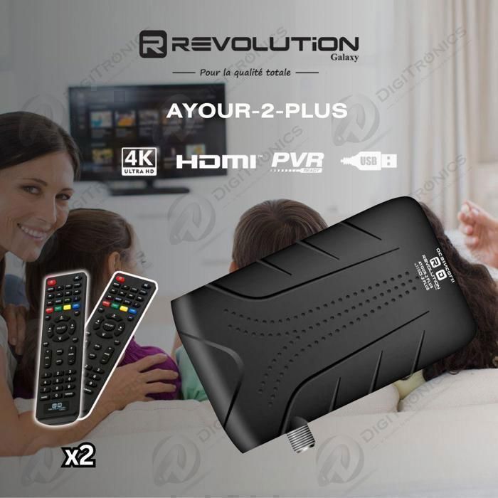 Récepteur Numérique Satellite - AYOUR - AYOUR-2-PLUS - 4K Ultra HD - HDMI - USB