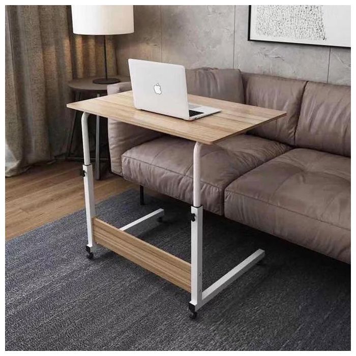 Table de Chevet Relevable, Bureau d'ordinateur Portable en Forme de C Peu Encombrant pour Chambre à Coucher