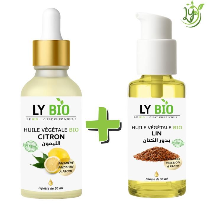 LYBIO PACK HUILE CITRON 50ML - PIPETTE + HUILE LIN 50ML - POMPE