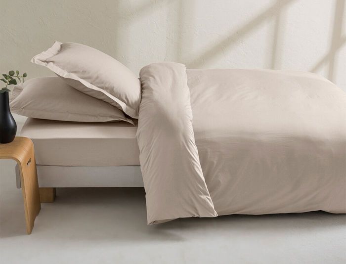 Housse de couette - LINVOSGES - 240x260 cm - Percale - Gris perle - Finition bourdon