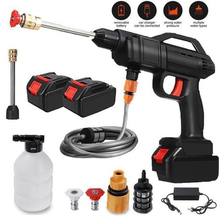 (2 battrie) Pistolet de lavage auto électrique sans fil pulvérisateur haute pression