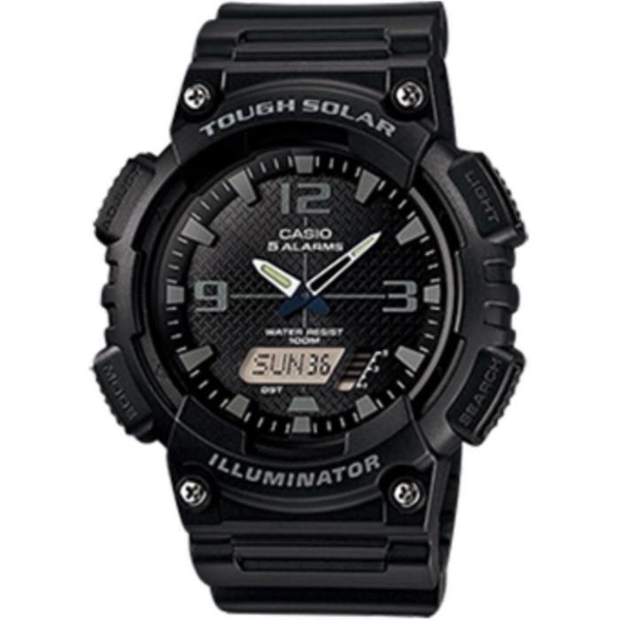 Montre Casio Solar pour hommes, étanche à 100 mètres, noire