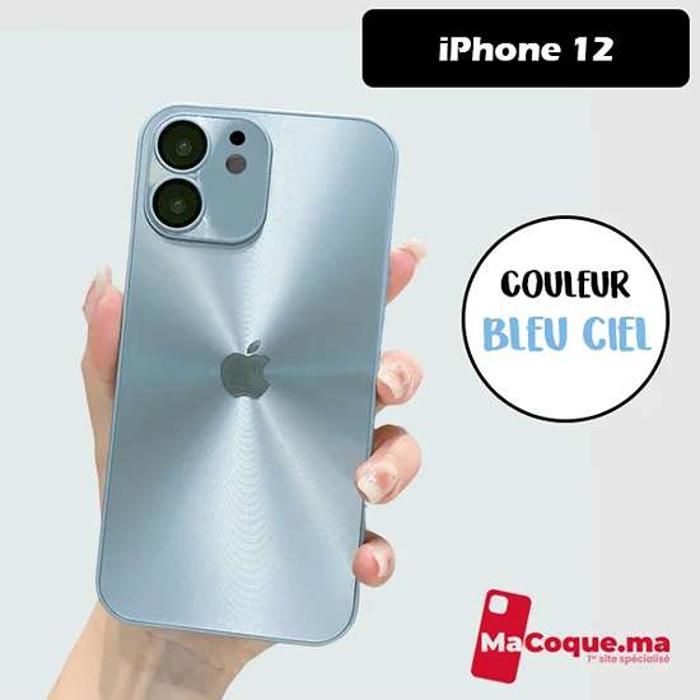 BLEU CIEL Coque iPhone 12 normale Magsafe/LENS Protector/Filtre Poussière/Galvanisée