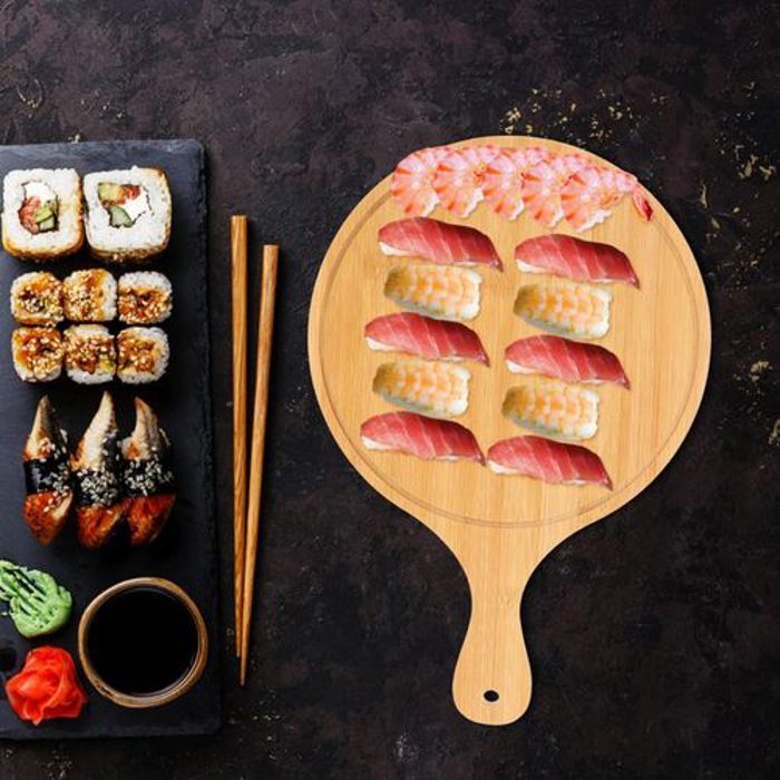 Planche à pizza polyvalent en bambou pour gâteaux et desserts 38x26 cm