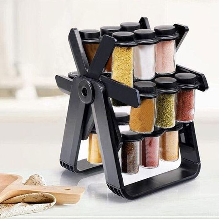 Présentoir à épices - Étagère à épices - 18 pots en verre - Rotatif 360° - Design moderne - Gain de place