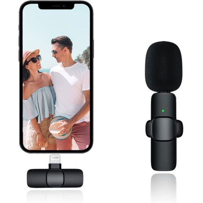 Microphone Lavalier sans fil - K11 - Plug and Play - Réception omnidirectionnelle - Compatible iPhone/iPad
