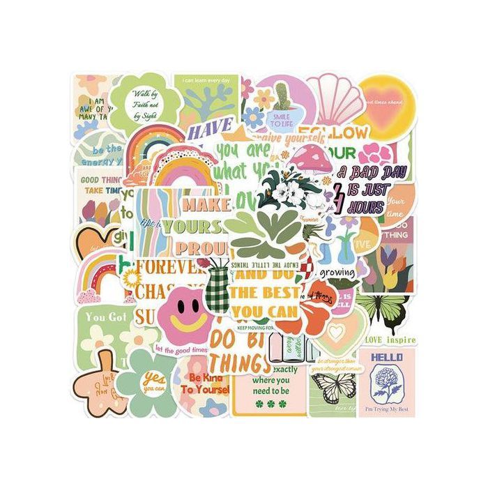 Stickers Inspirants - 50 Pcs - Multicolore - Décoration Murale - Contemporain - Design