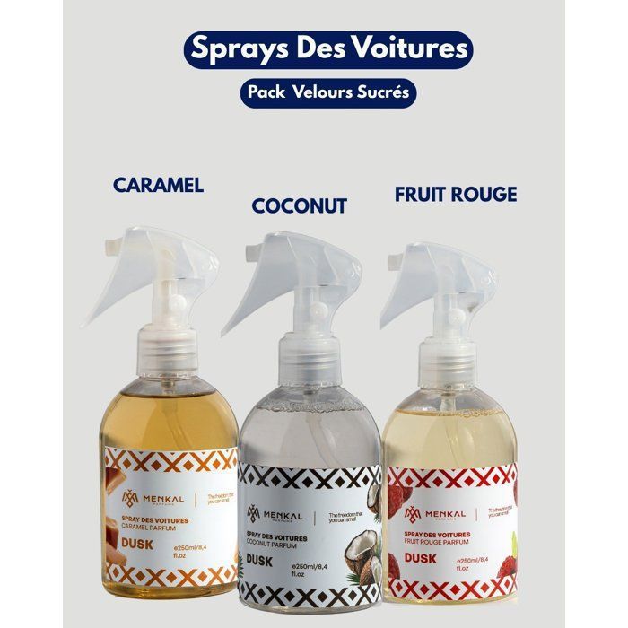 Spray-Pack de 3 Sprays Voiture Velours Sucrés – 250 ml chacun