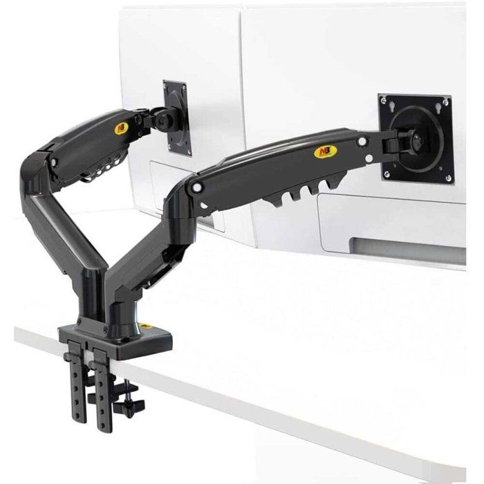 Bras articulé double pour écrans – Support ergonomique avec fixation sur bureau