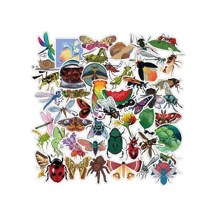 Stickers - Insectes - Libellules et Escargots - 50pcs - Multicolore - Décoration murale - Papier
