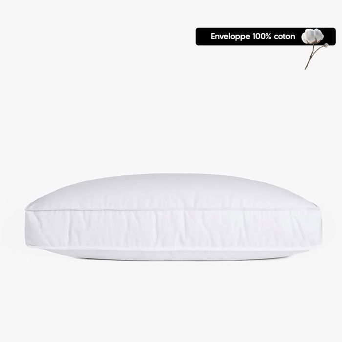 Oreiller moelleux premium  - Enveloppe 100% coton 1250g