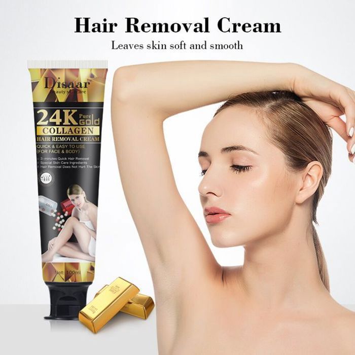 Disaar crème dépilatoire blanchissante pour les mains, les jambes, les aisselles en or 24k collagène 100ml