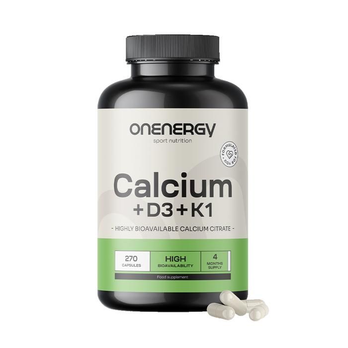 Calcium + Vitamines D3 et K1 - Haute Biodisponibilité,270 gélules -Made in Slovenia